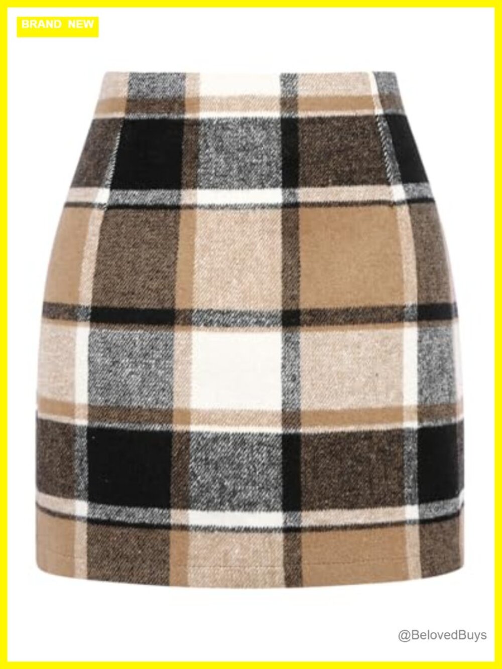 Womens High Waist Plaid Wool Mini Skirt Bodycon Pencil Skirt